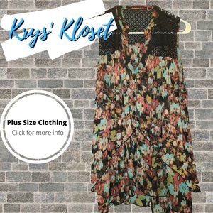 HeartSoul Plus Size Sleeveless Fall Floral Top  1X